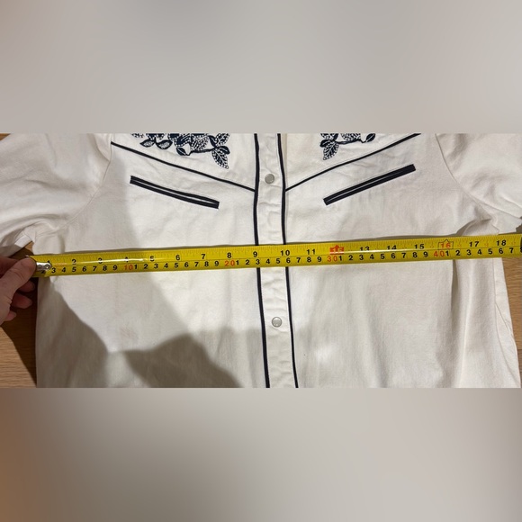 Sezane | Brady Embroidered Western Snap Button Blouse 36 or 4 - Picture 10 of 10